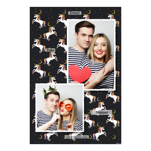 Dzień jednorożca + kolaż, gwiazdy + 309 biały z podpisem Dzień jednorożca + kolaż, gwiazdy + 309 biały z podpisem