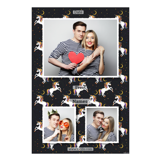 Dzień jednorożca + kolaż, gwiazdy + 315 biały z podpisem Dzień jednorożca + kolaż, gwiazdy + 315 biały z podpisem