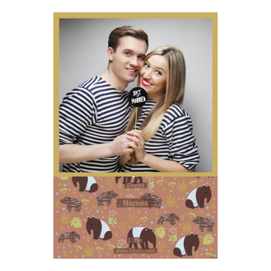 Dzień Tapira + liście i zwierzęta + 325 złoty z podpisem Dzień Tapira + liście i zwierzęta + 325 złoty z podpisem