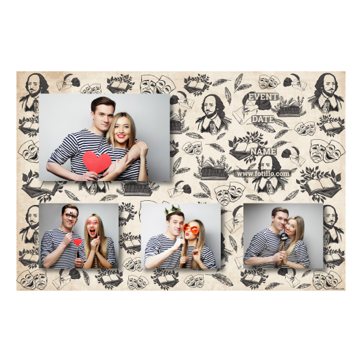 Dzień Shakespeare'a + maski i książki + 424 brak ramki z podpisem Dzień Shakespeare'a + maski i książki + 424 brak ramki z podpisem