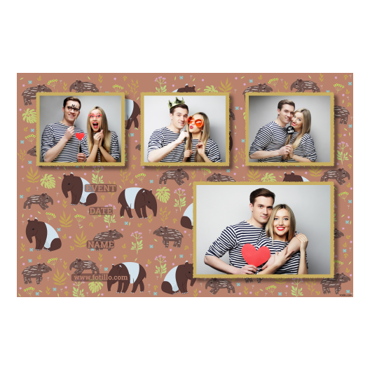 Dzień Tapira + liście i zwierzęta + 426 złoty z podpisem Dzień Tapira + liście i zwierzęta + 426 złoty z podpisem