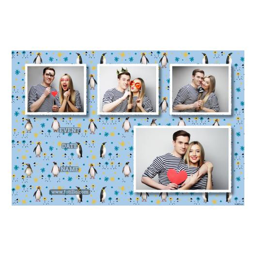 Dzień Pingwina + zwierzęta i kwiaty + 426 biały z podpisem Dzień Pingwina + zwierzęta i kwiaty + 426 biały z podpisem