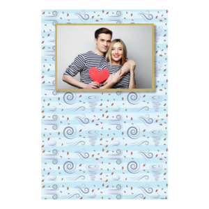 Dzień Wiatru z błękitnym tłem + liście - Pocztówka 15x10cm model 311