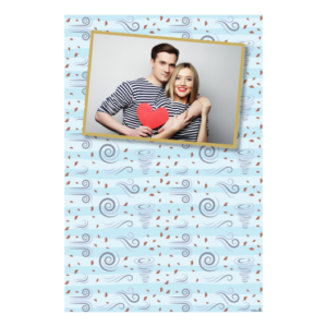 Dzień Wiatru z błękitnym tłem + liście - Pocztówka 15x10cm model 312