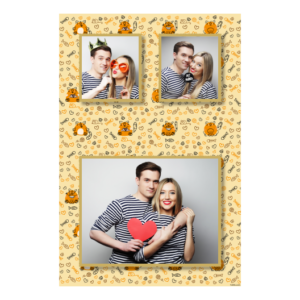 Dzień Kota z żółtym tłem + serca - Pocztówka 15x10cm model 318