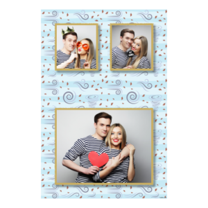 Dzień Wiatru z błękitnym tłem + liście - Pocztówka 15x10cm model 318