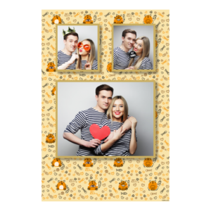 Dzień Kota z żółtym tłem + serca - Pocztówka 15x10cm model 319
