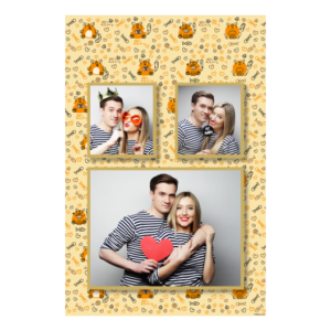 Dzień Kota z żółtym tłem + serca - Pocztówka 15x10cm model 320
