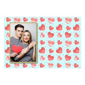 Dzień Przytulania z błękitnym tłem + serca - Pocztówka 10x15cm model 415