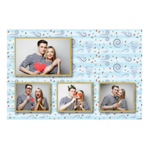 Dzień Wiatru z błękitnym tłem + liście - Pocztówka 10x15cm model 424