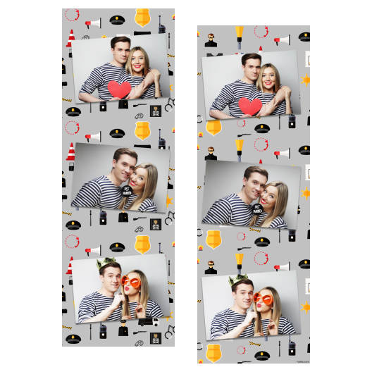 Dzień policjanta z szarym tłem + pojazdy i ludzie - Paski 15x5cm model 101 - obrazek 1