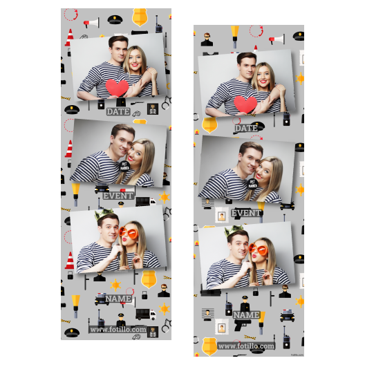Dzień policjanta z szarym tłem + pojazdy i ludzie - Paski 15x5cm model 102 - obrazek 2