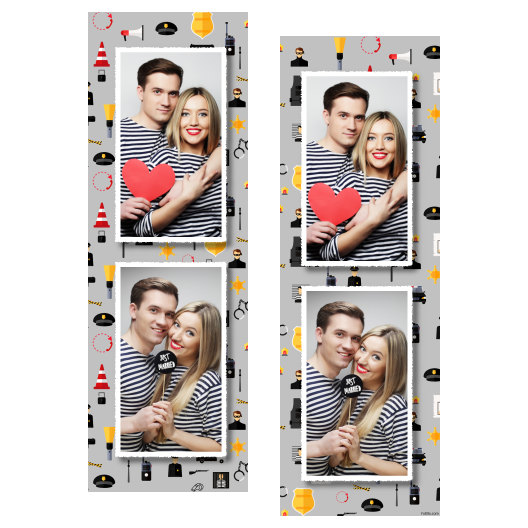 Dzień policjanta z szarym tłem + pojazdy i ludzie - Paski 15x5cm model 106 - obrazek 5