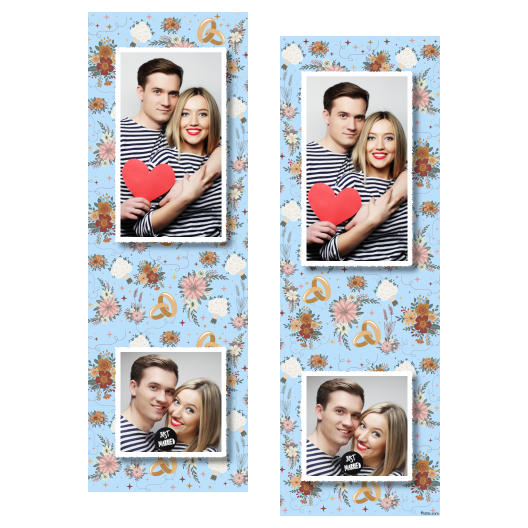 Photo booth at the wedding with light blue background + wedding rings, flowers  -  Stripes 6x2 model 110 - Image 5