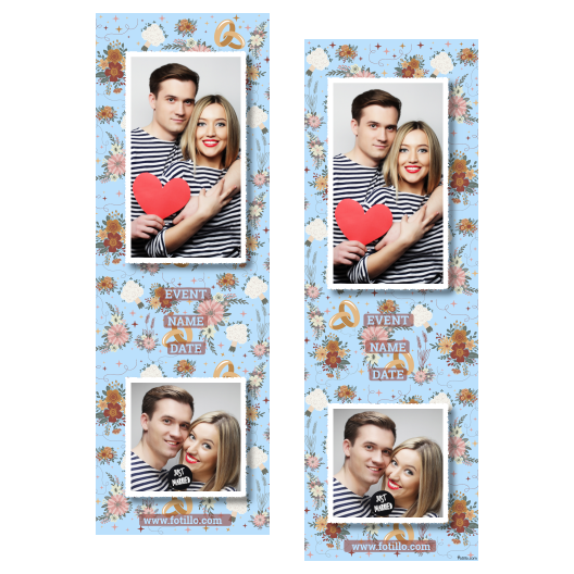 Photo booth at the wedding with light blue background + wedding rings, flowers  -  Stripes 6x2 model 110 - Image 6