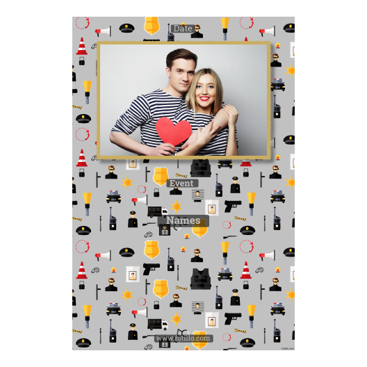 Dzień policjanta z szarym tłem + pojazdy i ludzie - Pocztówka 15x10cm model 311 - obrazek 2