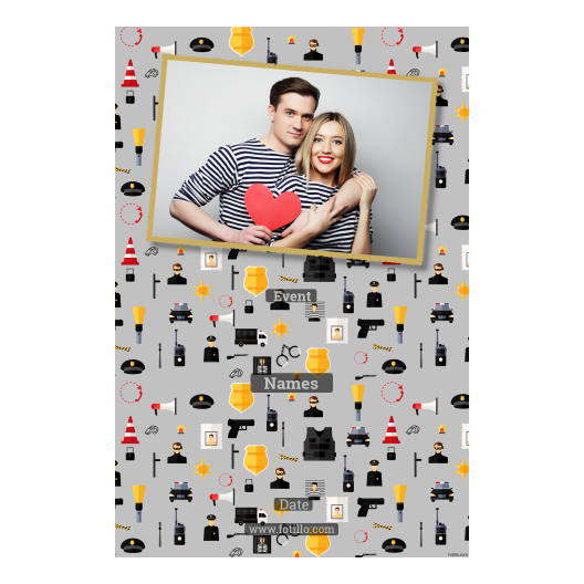 Dzień policjanta z szarym tłem + pojazdy i ludzie - Pocztówka 15x10cm model 312 - obrazek 2