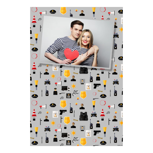 Dzień policjanta z szarym tłem + pojazdy i ludzie - Pocztówka 15x10cm model 312 - obrazek 3
