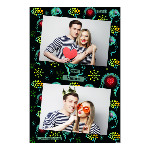 Brain Day with black background + faces, hearts - Postcard 6x4 model 314 - Image 8