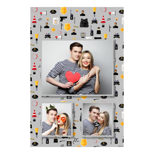 Dzień policjanta z szarym tłem + pojazdy i ludzie - Pocztówka 15x10cm model 316 - obrazek 3