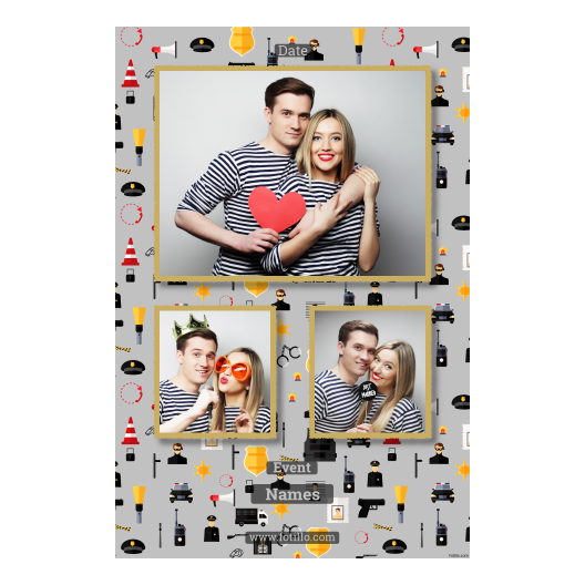 Dzień policjanta z szarym tłem + pojazdy i ludzie - Pocztówka 15x10cm model 317 - obrazek 2