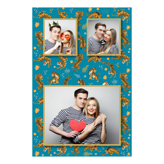 Dzień Tygrysa z niebieskim tłem + zwierzęta i kolaż - Pocztówka 15x10cm model 318 - obrazek 1