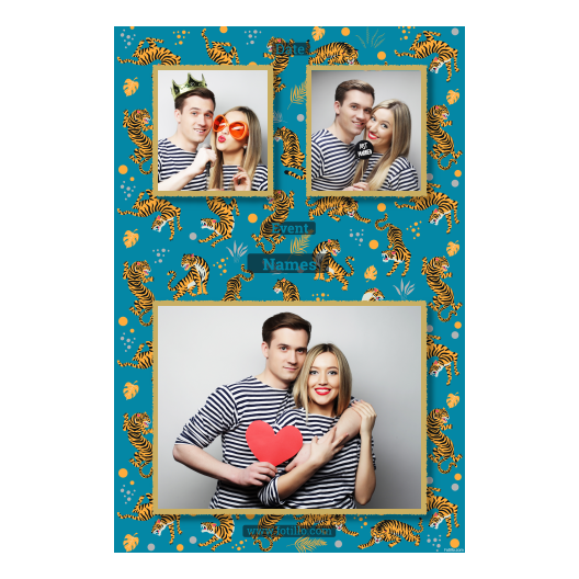 Dzień Tygrysa z niebieskim tłem + zwierzęta i kolaż - Pocztówka 15x10cm model 318 - obrazek 2