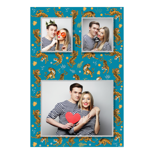 Dzień Tygrysa z niebieskim tłem + zwierzęta i kolaż - Pocztówka 15x10cm model 318 - obrazek 3