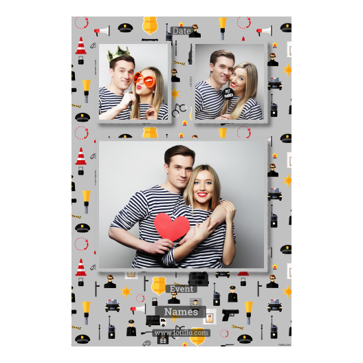 Dzień policjanta z szarym tłem + pojazdy i ludzie - Pocztówka 15x10cm model 319 - obrazek 4