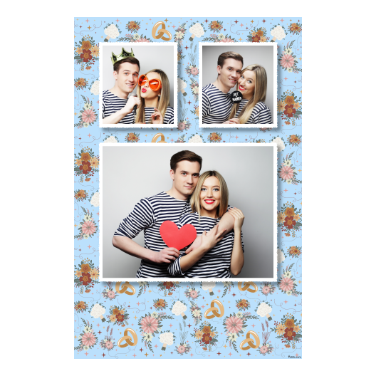 Photo booth at the wedding with light blue background + wedding rings, flowers  -  Postcard 6x4 model 319 - Image 5