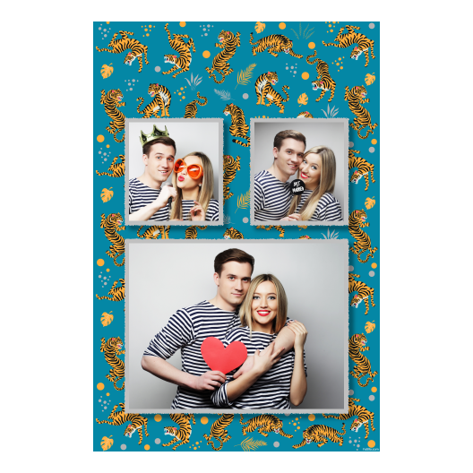 Dzień Tygrysa z niebieskim tłem + zwierzęta i kolaż - Pocztówka 15x10cm model 320 - obrazek 3