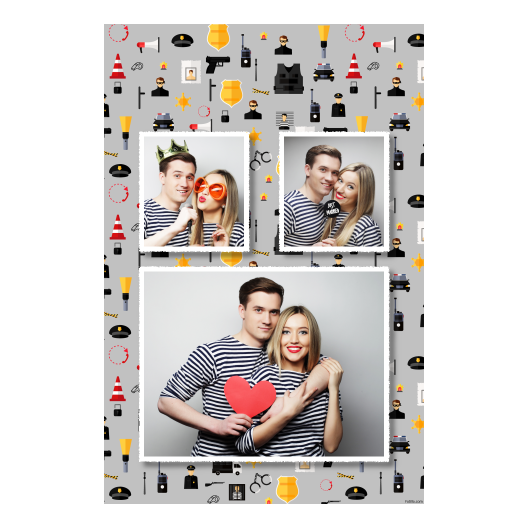Dzień policjanta z szarym tłem + pojazdy i ludzie - Pocztówka 15x10cm model 320 - obrazek 5