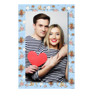 Photo booth at the wedding with light blue background + wedding rings, flowers  -  Postcard 6x4 model 322 - Thumbnail Image 7