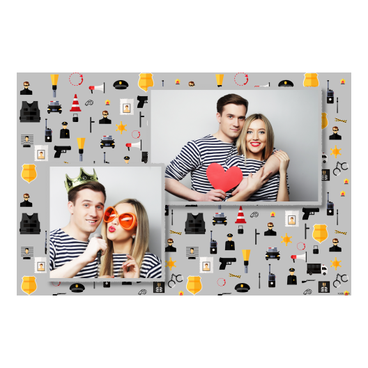 Dzień policjanta z szarym tłem + pojazdy i ludzie - Pocztówka 10x15cm model 401 - obrazek 3