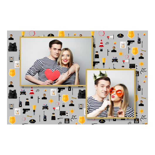 Dzień policjanta z szarym tłem + pojazdy i ludzie - Pocztówka 10x15cm model 402 - obrazek 1