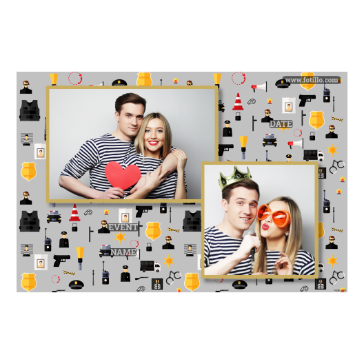 Dzień policjanta z szarym tłem + pojazdy i ludzie - Pocztówka 10x15cm model 402 - obrazek 2