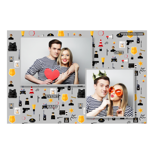 Dzień policjanta z szarym tłem + pojazdy i ludzie - Pocztówka 10x15cm model 402 - obrazek 4