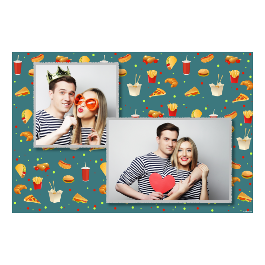 Fast Food Day with blue background + meals, dots - Postcard 4x6 model 403 - Image 3
