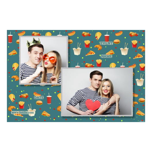 Fast Food Day with blue background + meals, dots - Postcard 4x6 model 403 - Image 4