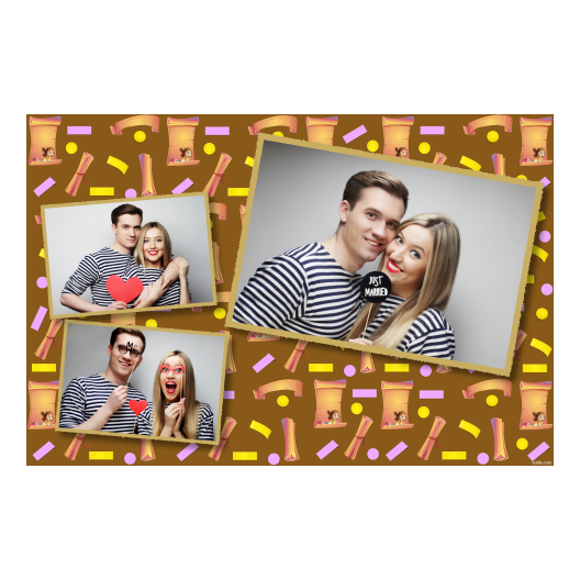 Dzień Papieru z brązowym tłem + dzieci i kolaż - Pocztówka 10x15cm model 406 - obrazek 1