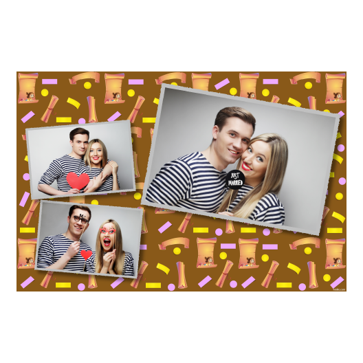 Dzień Papieru z brązowym tłem + dzieci i kolaż - Pocztówka 10x15cm model 406 - obrazek 3