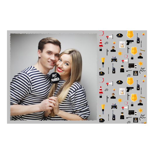 Dzień policjanta z szarym tłem + pojazdy i ludzie - Pocztówka 10x15cm model 408 - obrazek 3