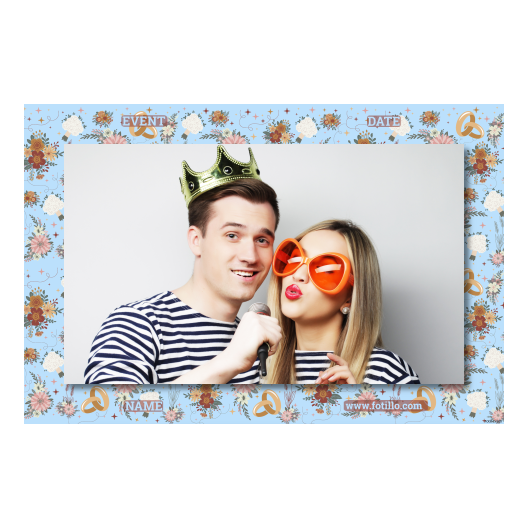 Fotobudka na weselu z błękitnym tłem + obrączki i kwiaty - Pocztówka 10x15cm model 410 - obrazek 8