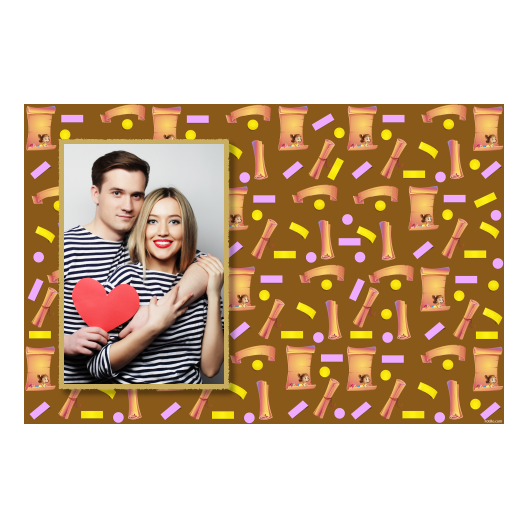 Dzień Papieru z brązowym tłem + dzieci i kolaż - Pocztówka 10x15cm model 415 - obrazek 1