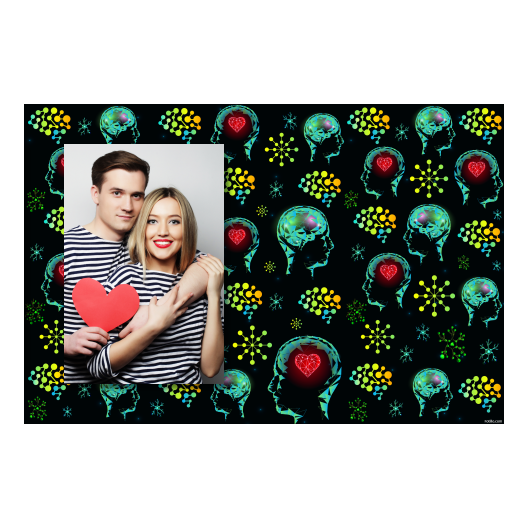 Brain Day with black background + faces, hearts - Postcard 4x6 model 415 - Image 7