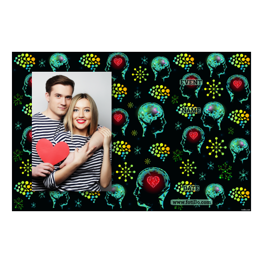 Brain Day with black background + faces, hearts - Postcard 4x6 model 415 - Image 8