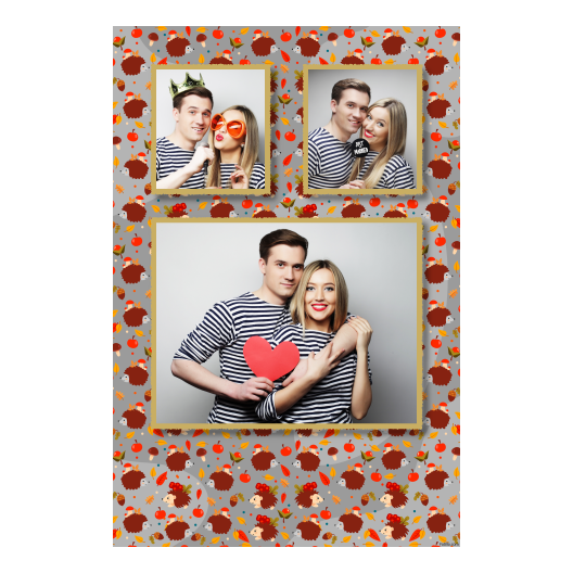 Hedgehog Day + leaves and fruits + 319 gray Hedgehog Day + leaves and fruits + 319 gray