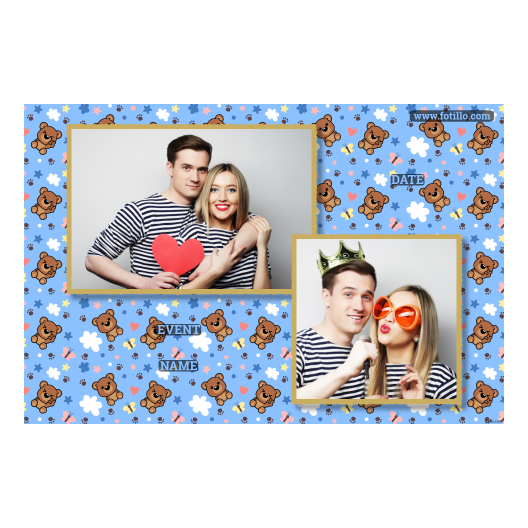 Teddy Bear Day + animals and stars + 402 light blue with captions Teddy Bear Day + animals and stars + 402 light blue with captions