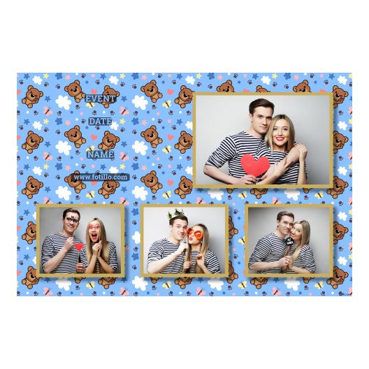 Teddy Bear Day + animals and stars + 425 light blue with captions Teddy Bear Day + animals and stars + 425 light blue with captions