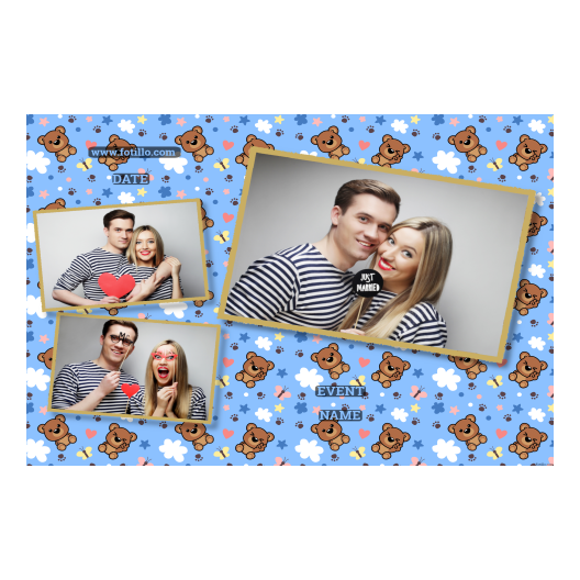 Teddy Bear Day + animals and stars + 606 light blue with captions Teddy Bear Day + animals and stars + 606 light blue with captions